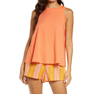 BP. Slub Jersey Sleeveless Tank In Coral Camelia Size XS
